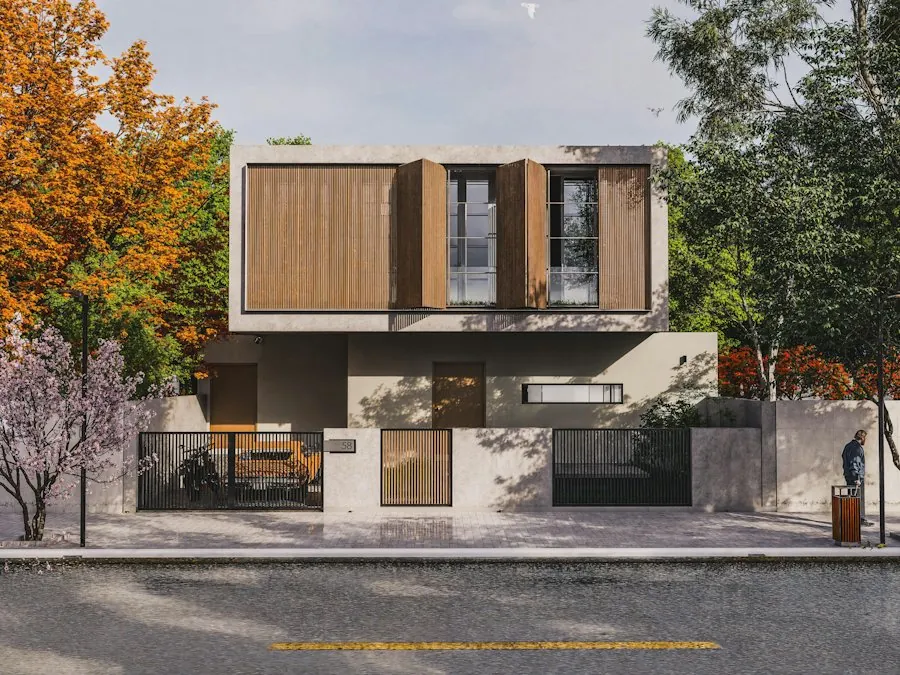 Vivienda moderna de hormigón y madera